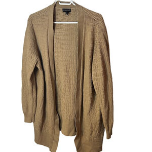 Long tall Sally crocheted tan open cardigan long line Boho size extra large